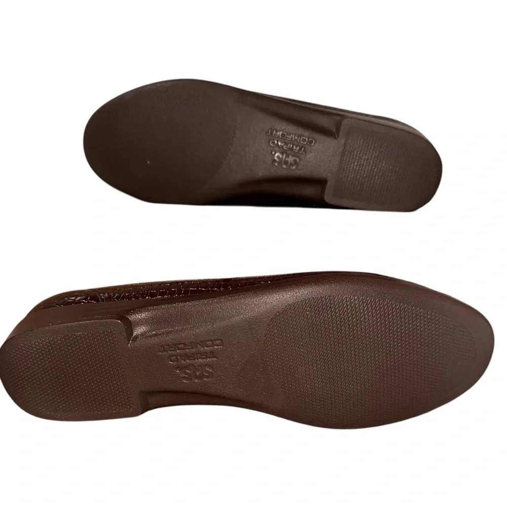 SAS Tripad Simplify Brown Patent Crocodile‎ Embossed Leather Loafers Women's 7.5